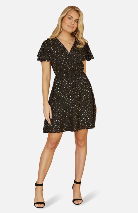 Skater Dress With Mini Star Foil Print