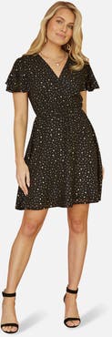 Yumi Skater Dress With Mini Star Foil Print