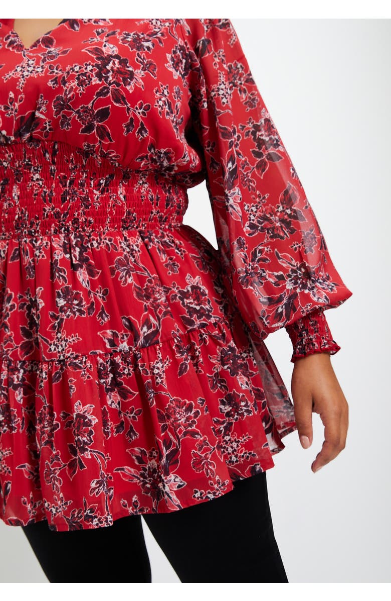 June + Vie Smocked Georgette Tunic, Alternate, color, Fall Paisley Copper