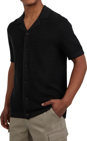 Cotton Grid Knit Camp Shirt