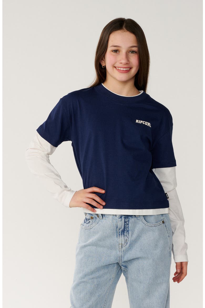 Kids' Retro Rama Layered Long Sleeve Graphic T-Shirt, Main, color, NAVY