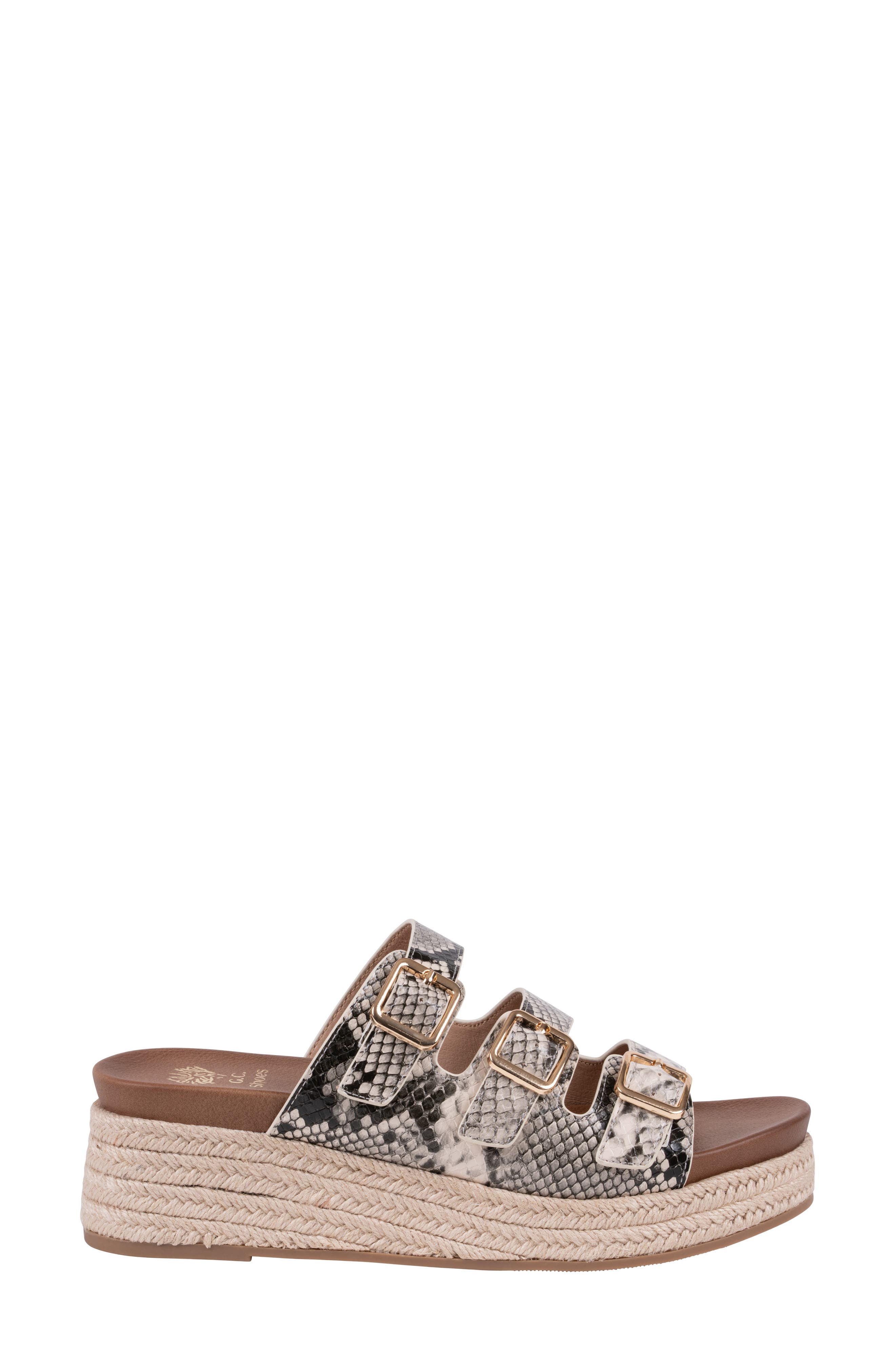 GOOD CHOICE NEW YORK Fabulist Buckle Espadrille Platform Wedge Sandal, Alternate, color, Natural Snake