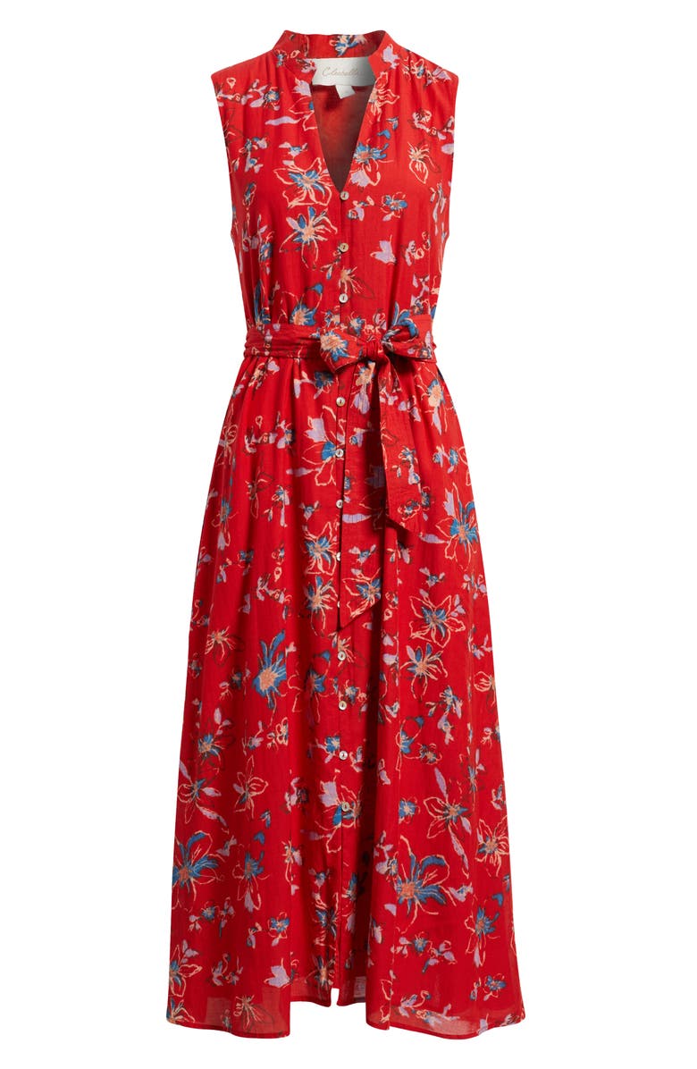 Cleobella Cheyenne Floral Cotton Blend Sleeveless Shirtdress, Alternate, color, Fiore Rosso Print