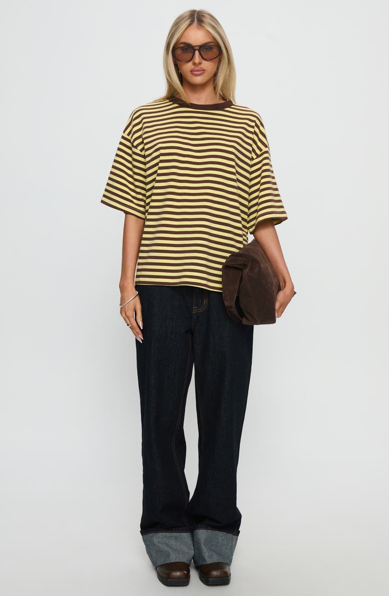 Princess Polly Settle Down Stripe Oversize T-Shirt, Alternate, color, Yellow