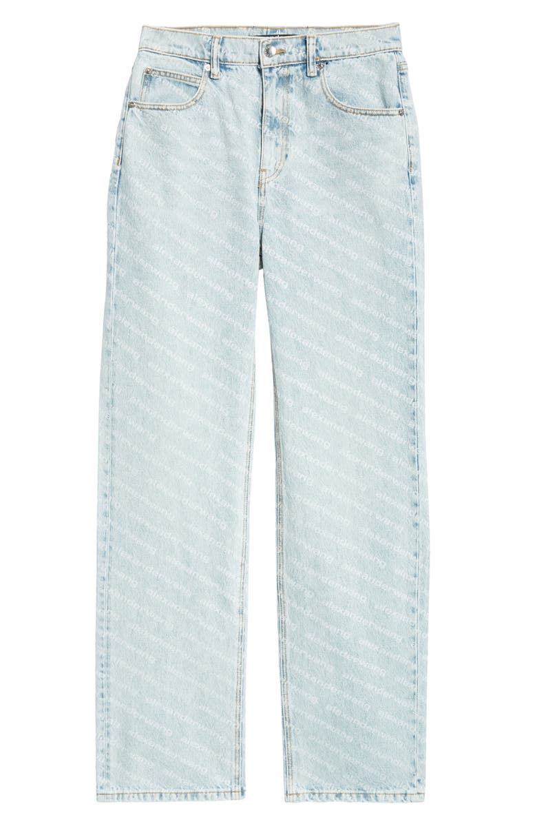 Alexander Wang Logo Stripe High Waist Relaxed Fit Straight Leg Jeans, Main, color,