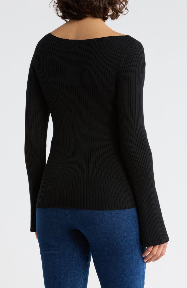 Leith Boat Neck Flare Sleeve Sculpt Sweater, Alternate, color,