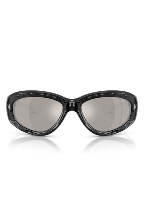 63mm Oversize Mirrored Pillow Sunglasses