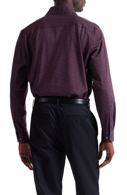 Bugatchi James Ooohcotton® Herringbone Button-up Shirt In Burgundy