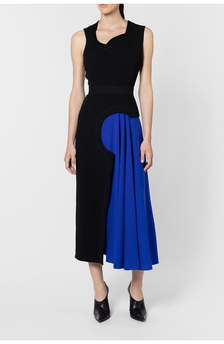 Roksanda Saro Black And Blue Cut Out Dress, Alternate, color, Black / Persian Blue