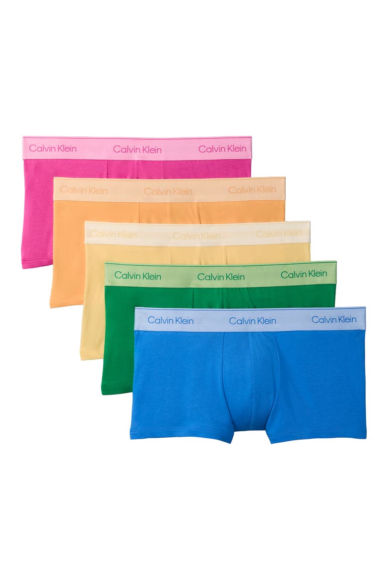 Assorted 5-Pack Pride Low Rise Cotton Trunks, Main, color, GRN/ORNG/GOLDEN/BLUE/ORCHID