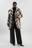 Karen Millen Mono Faux Fur Belted Longline Coat