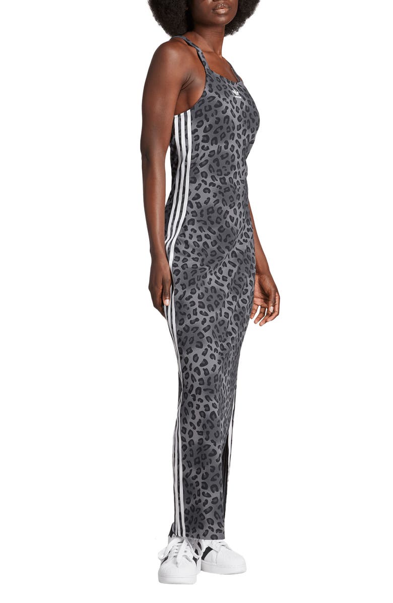 adidas Leopard Print Knit Maxi Dress, Alternate, color, 