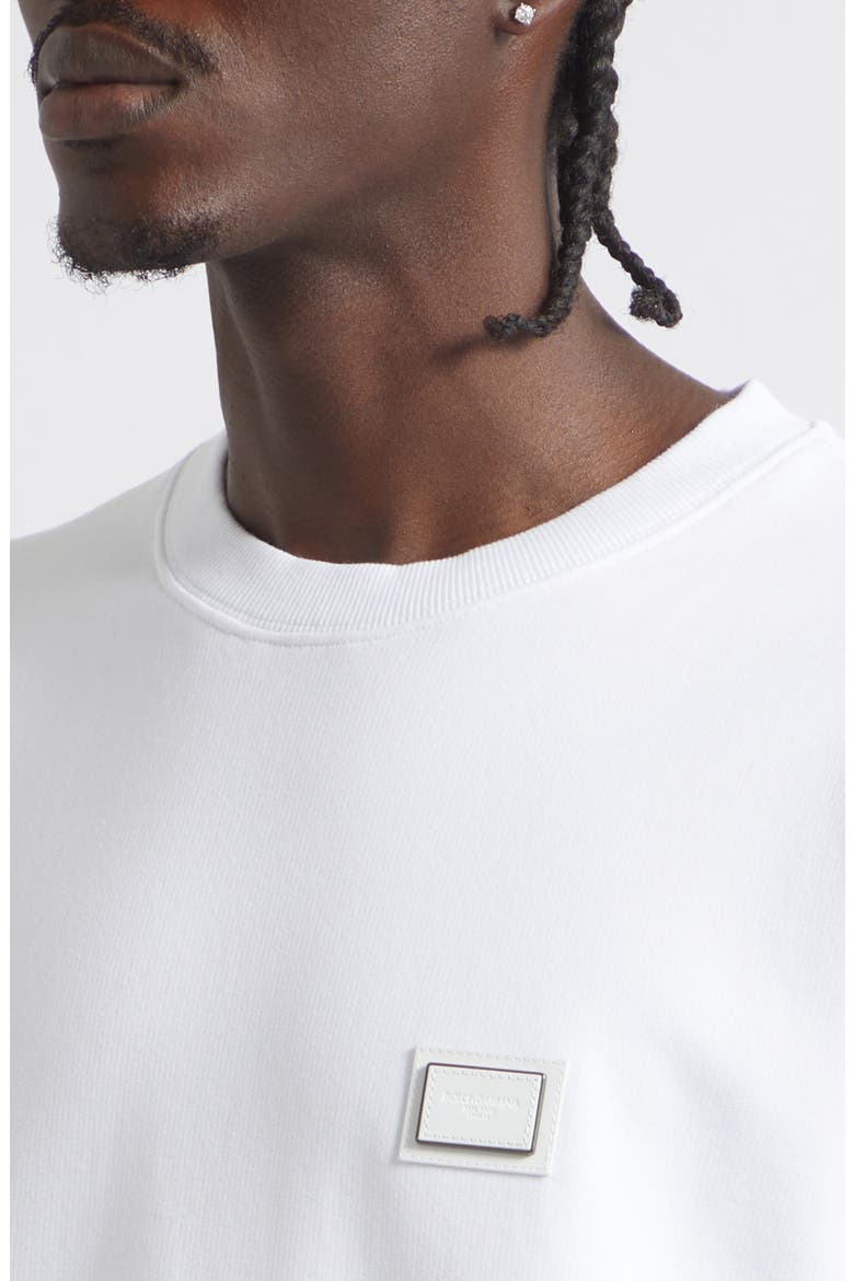 Logo Plate Cotton Sweatshirt, Alternate, color, BIANCO OTTICO