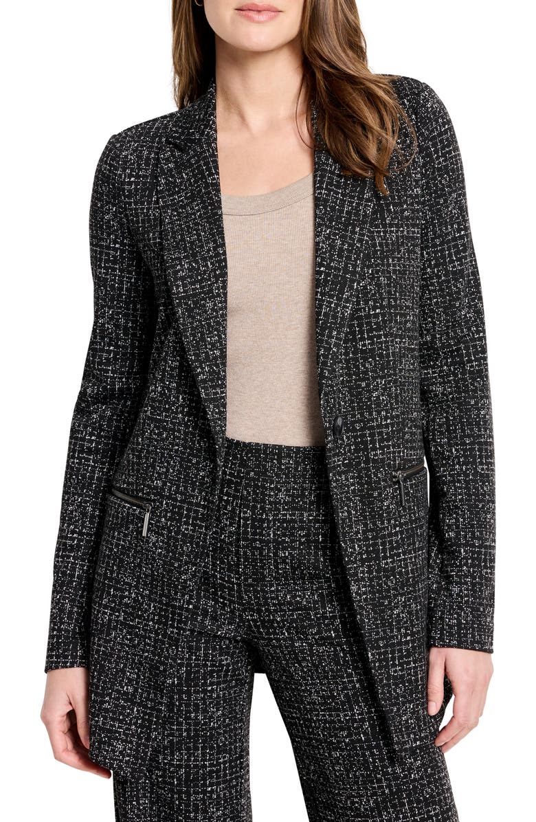 NIC+ZOE Dotty Grid Zip Pocket Blazer, Main, color, Black Multi
