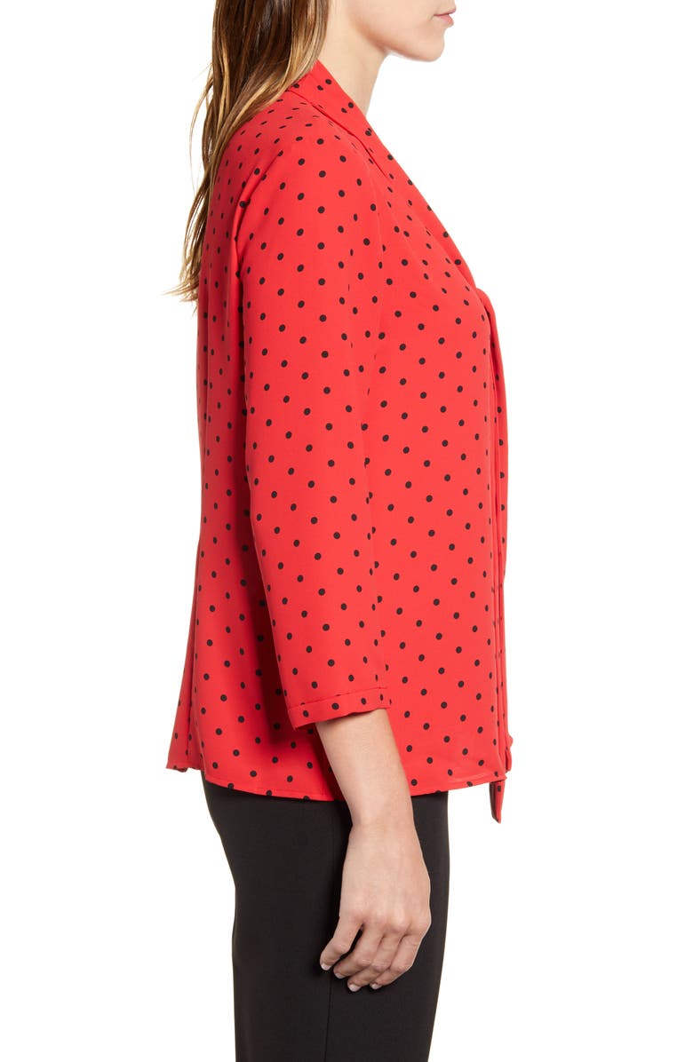 Anne Klein Tie Neck Dot Blouse, Alternate, color, 