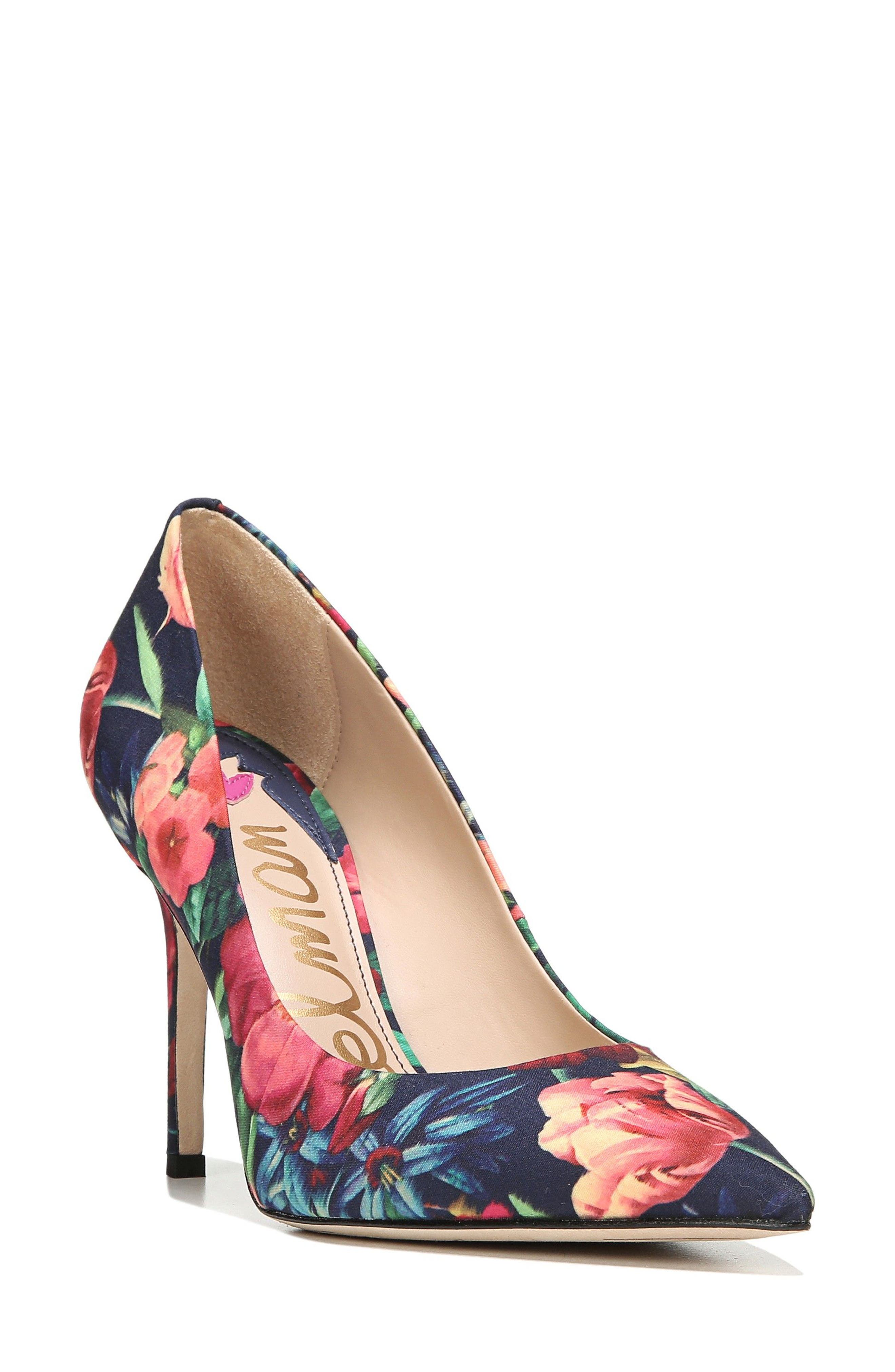 Hazel Pump, Main, color, NAVY FLORAL FABRIC