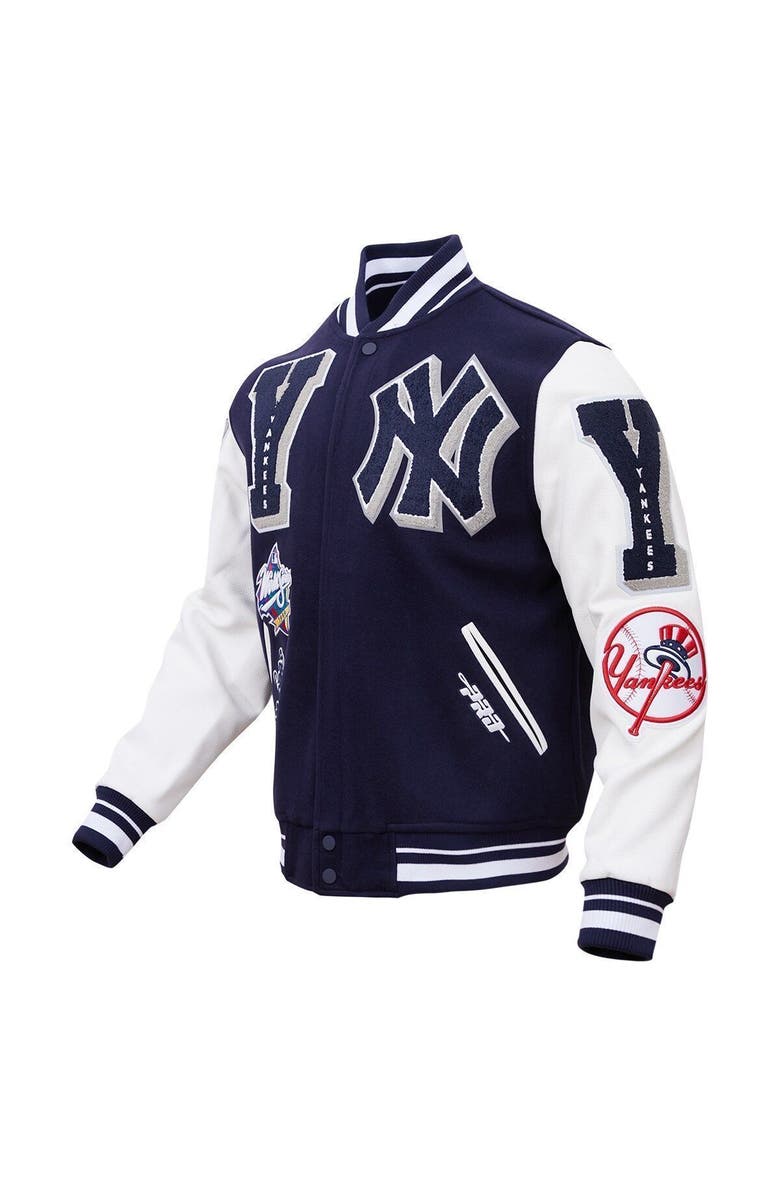 PRO STANDARD Men's Pro Standard Navy New York Yankees Mash Up Logo Varsity Full-Zip Jacket, Alternate, color, 