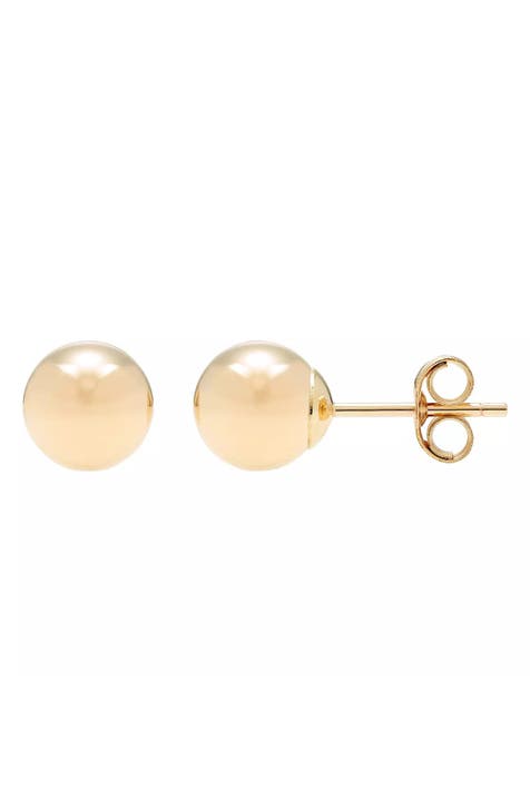 14K Yellow Gold Ball Stud Earrings