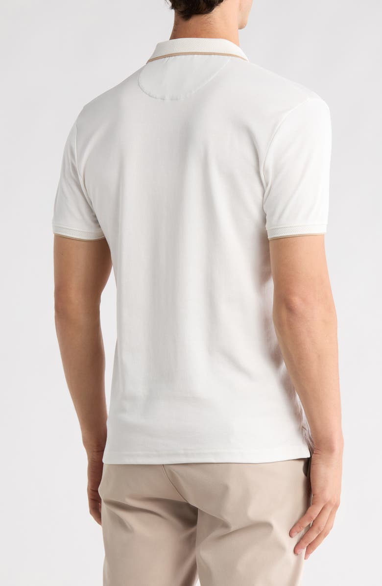 DENIM AND FLOWER Quarter Zip Cotton Blend Polo Shirt, Alternate, color, Off White