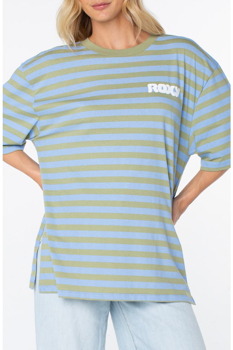 Old School Stripe Oversize Graphic T-shirt, Main, color, OIL GREEN