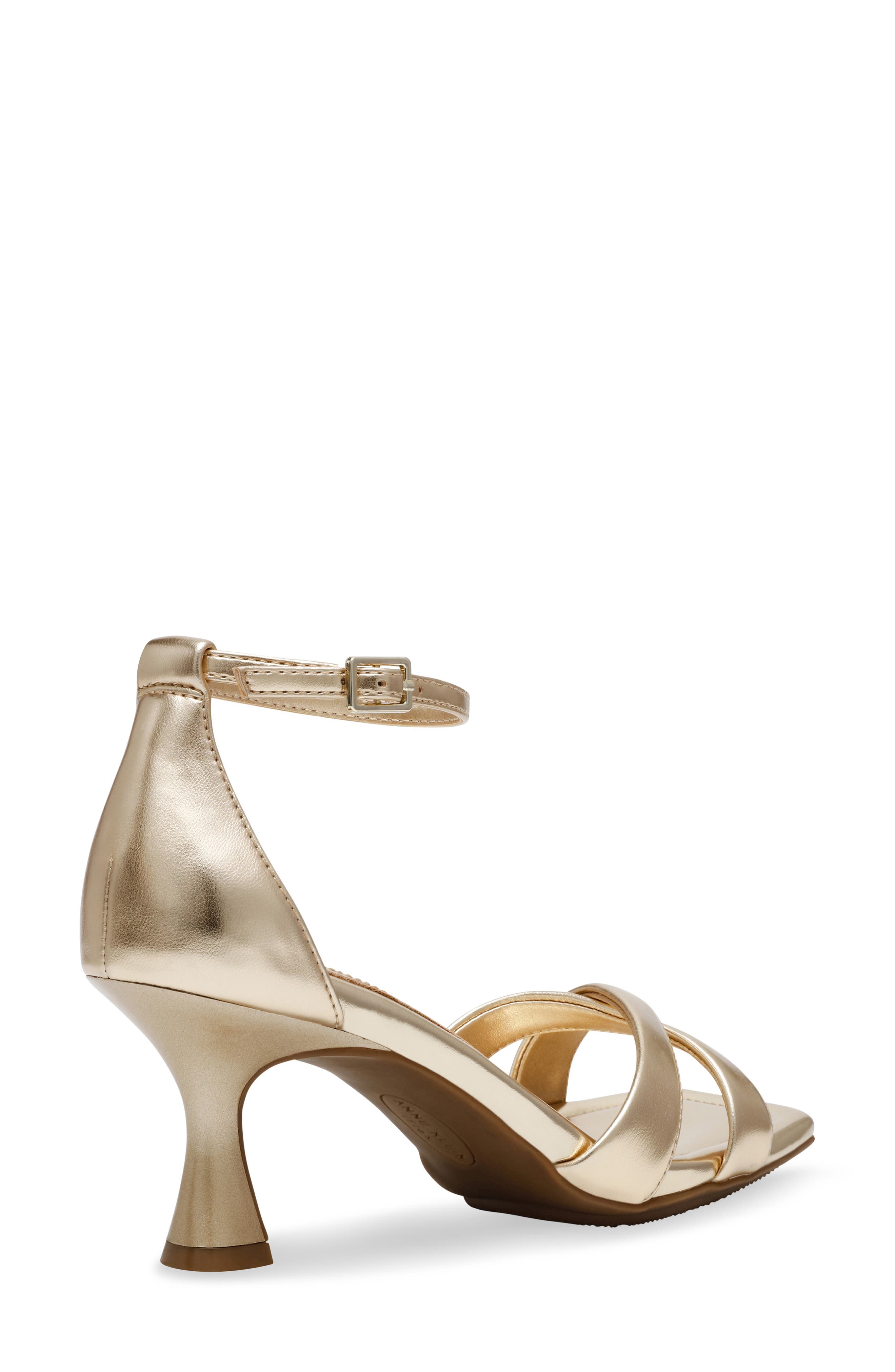 Anne Klein Joss Ankle Strap Kitten Heel Sandal, Alternate, color, Light Gold