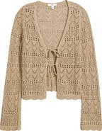 BP. Fly Away Tie Front Crochet Cardigan