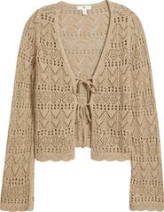 BP. Fly Away Tie Front Crochet Cardigan