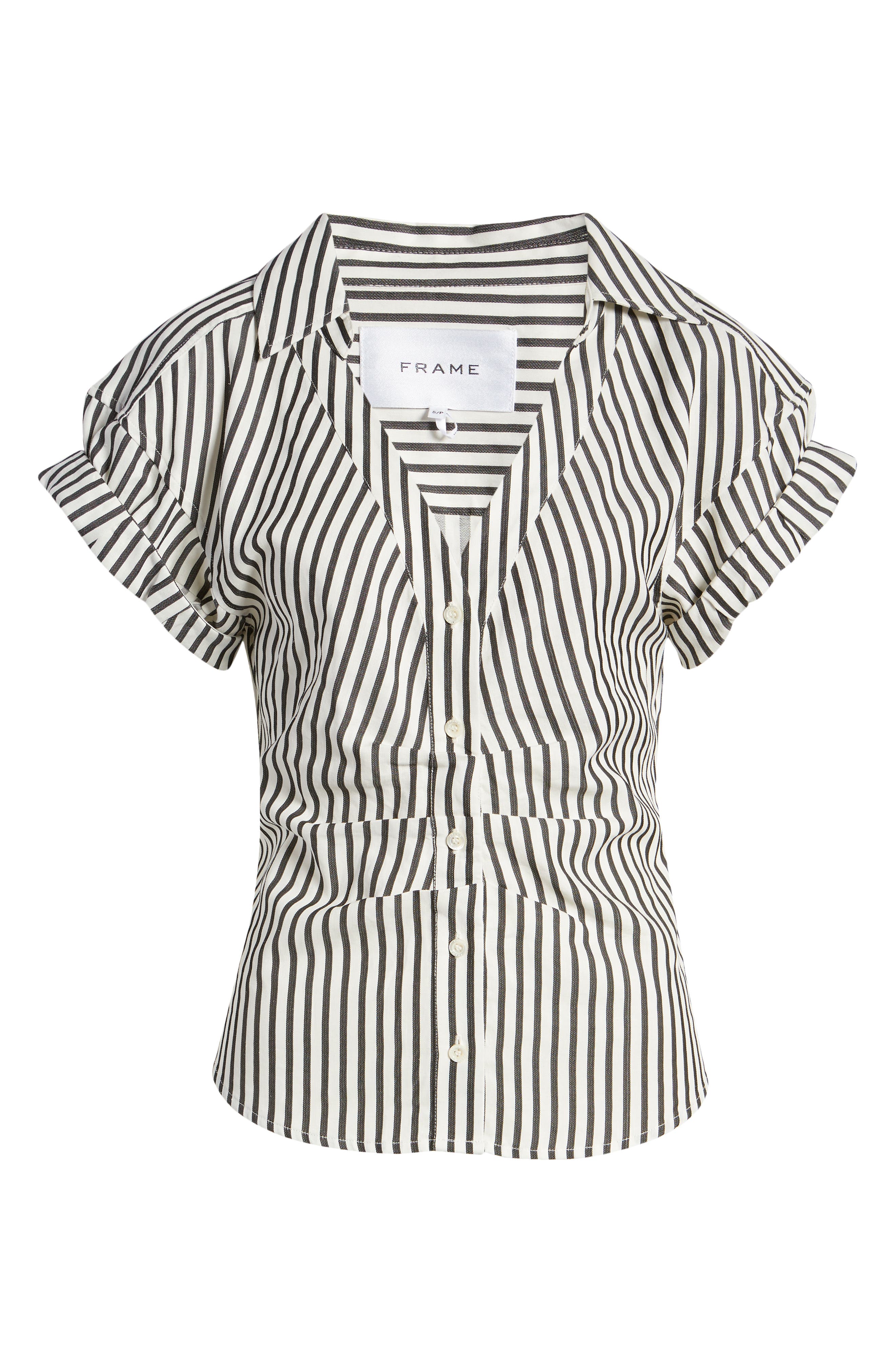 FRAME Stripe Roll Sleeve Shirt (Women) | Nordstromrack