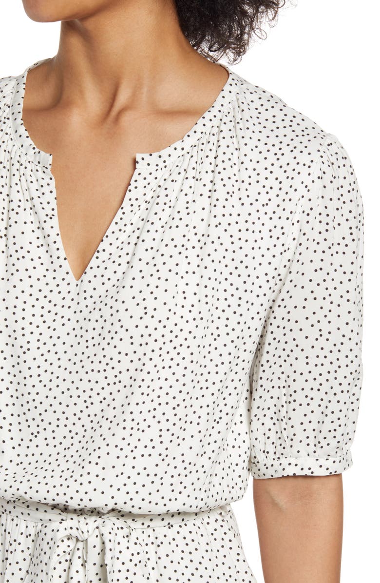 Fraiche by J Lana Microdot Blouson Woven Dress, Alternate, color, 