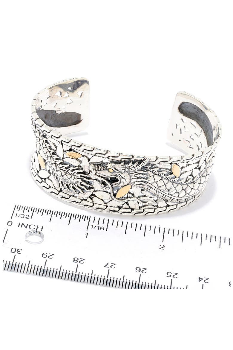 18k Gold & Sterling Silver Dragon Cuff Bracelet, Alternate, color, SILVER AND GOLD