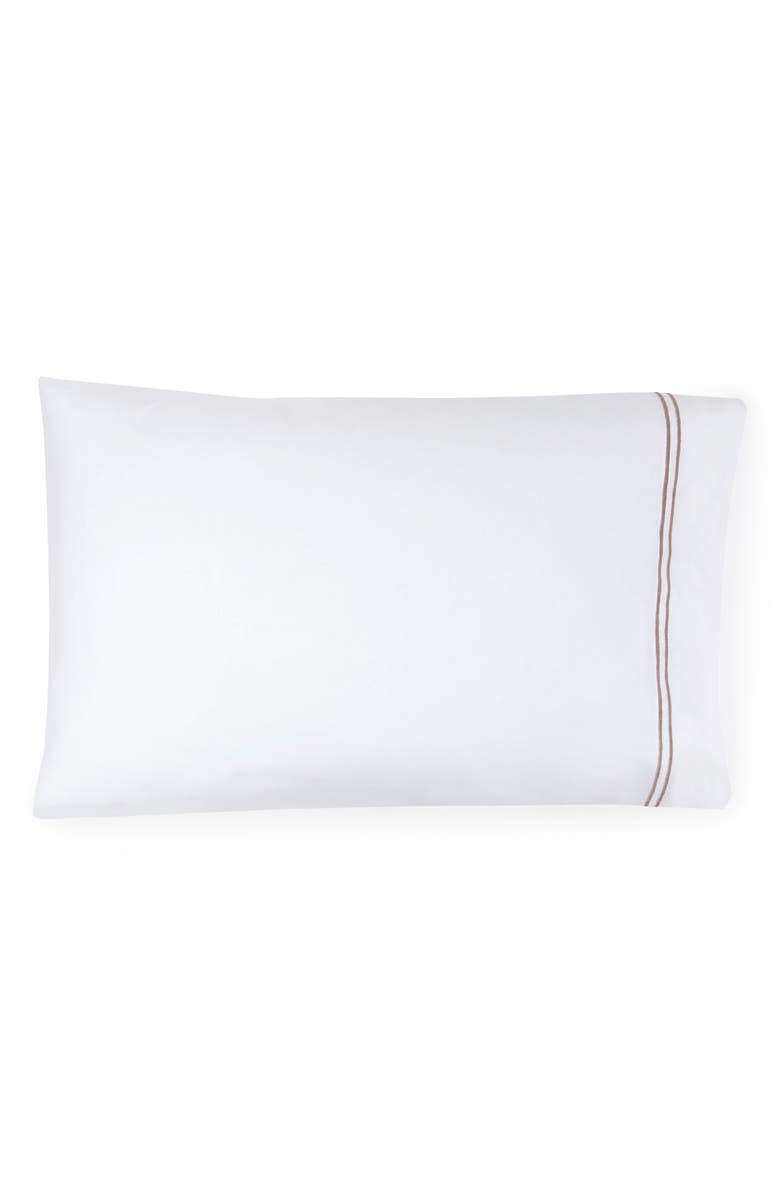 SFERRA Grande Hotel Pillowcase, Main, color, White/ Grey