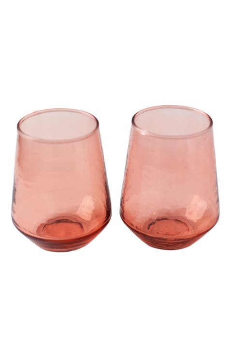 Handblown Hammered Glass Water Tumbler - Set of 4