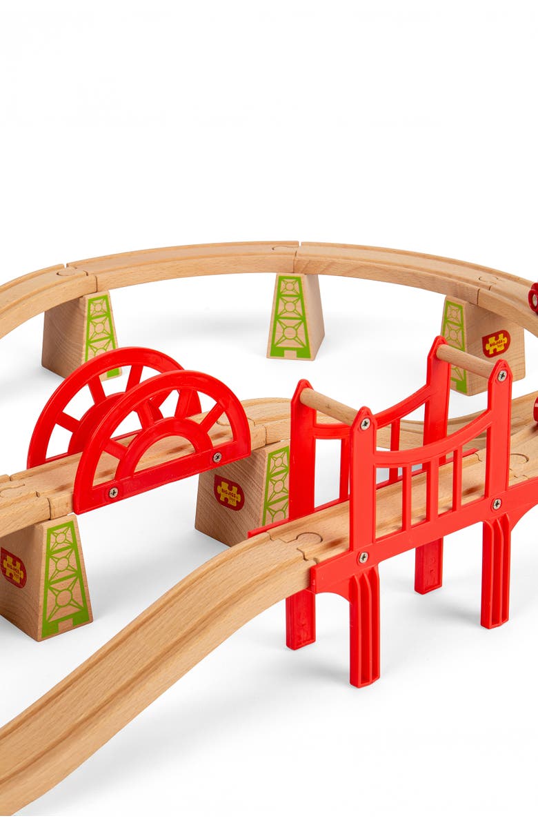Bigjigs Rail Bridge Expansion Set, Alternate, color, Brown
