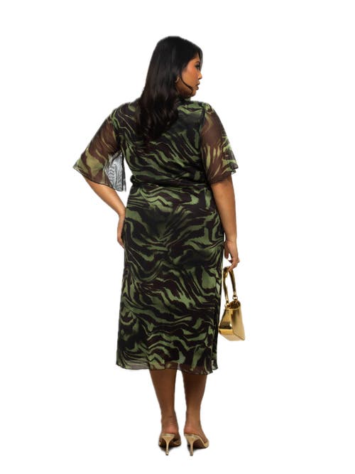 FASHION-SZN CURVE FASHION-SZN CURVE SHORT SLEEVE ZEBRA PRINT MIDI DRESS
