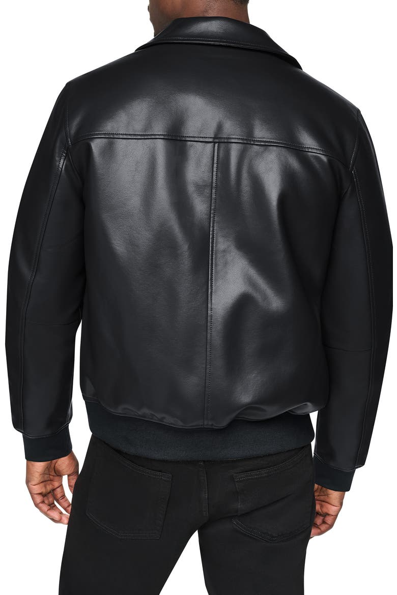 Faux Leather Bomber Jacket, Alternate, color, BLACK