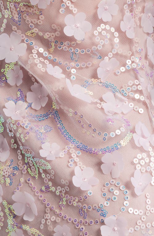 Jump Apparel Floral Appliqué & Sequin Cocktail Minidress In Pink