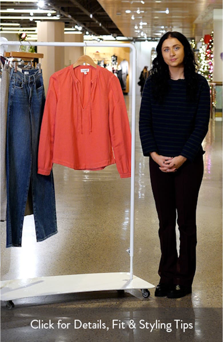 Shirred Linen Blend Top, sales video thumbnail