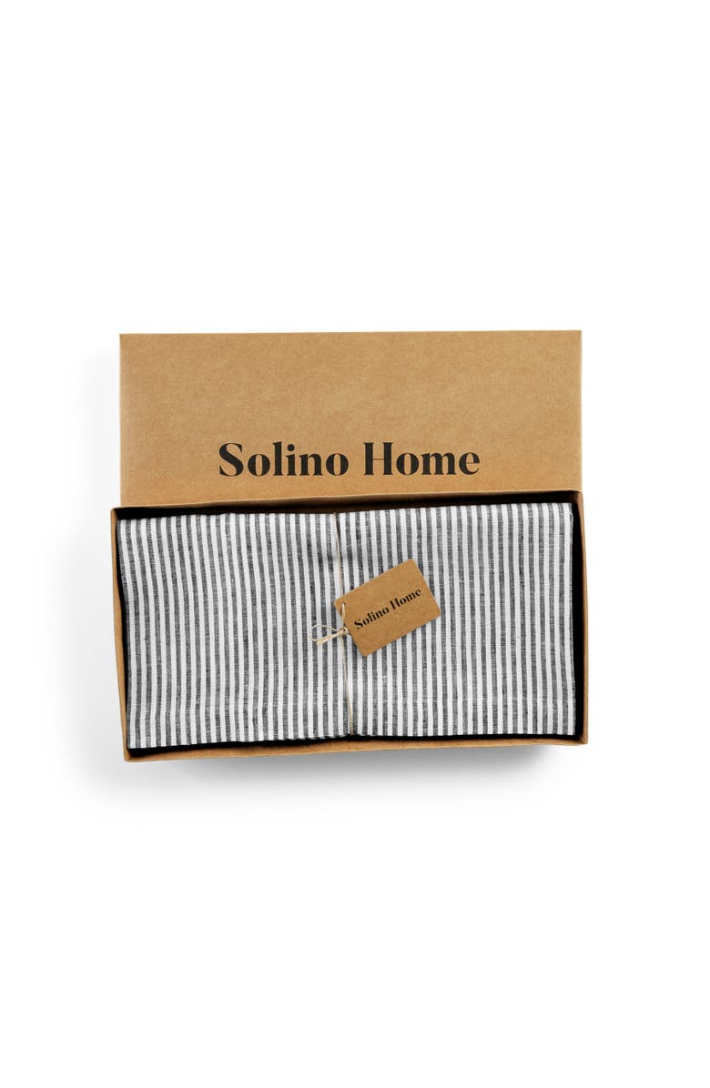 Solino Home Linen Table Throw - Narrow Stripe, 52" x 52", 52" x 52", Alternate, color, Black And White