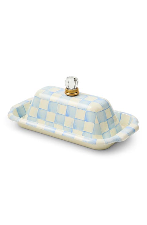 Sky Check Enameled Steel Butter Box