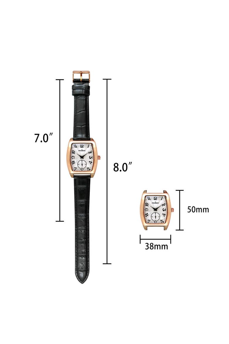 Vintage Tonneau Remote Sweep Leather Watch- 50x38MM, Alternate, color, Rose Gold
