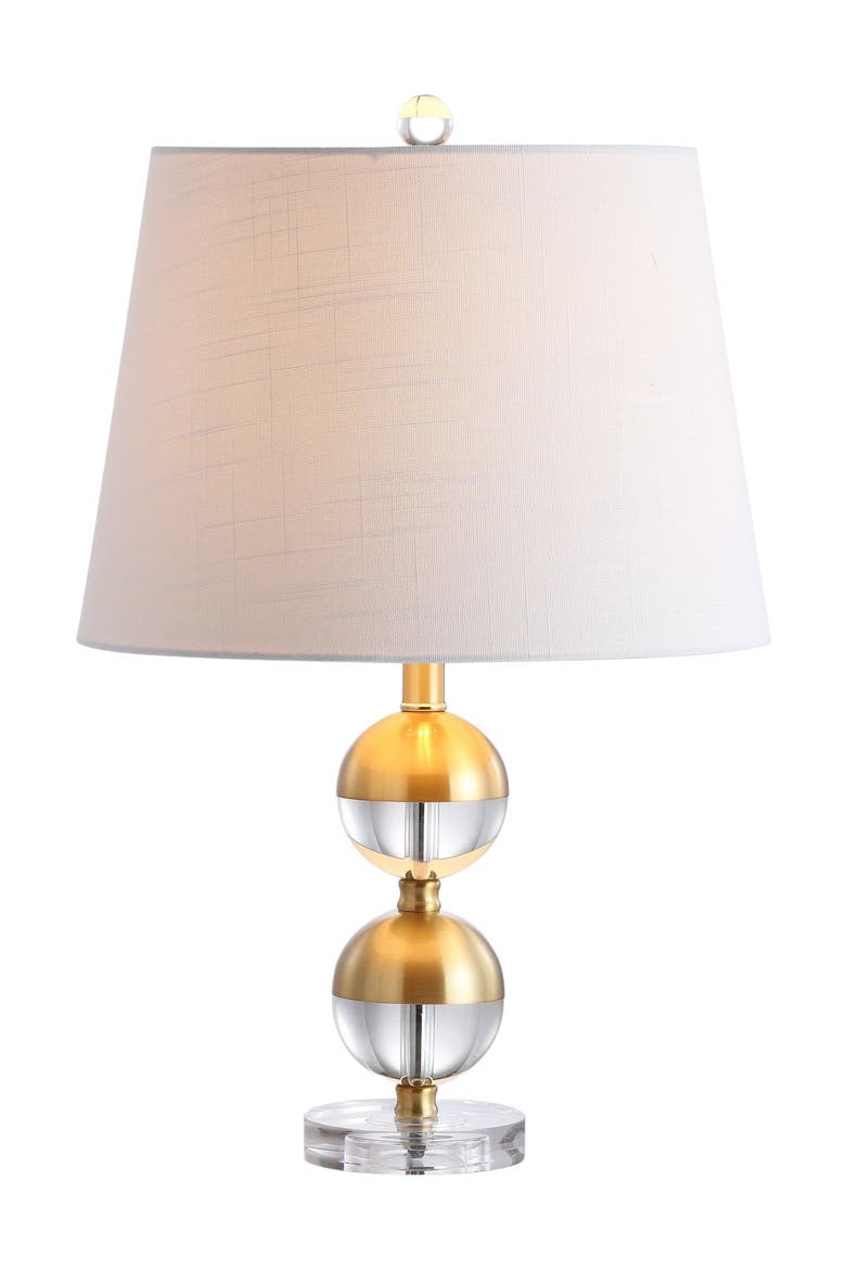 Jules 23" Crystal Mini LED Table Lamp, Brass, Main, color, Brass Gold/Clear