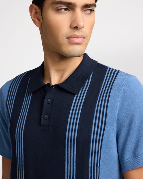 Onia Cotton Knit Short Sleeve Polo In Blue