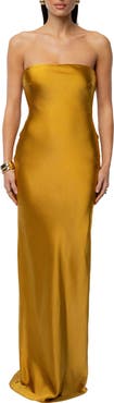 JLUXLABEL Regal Rising Corset Back Strapless Satin Gown