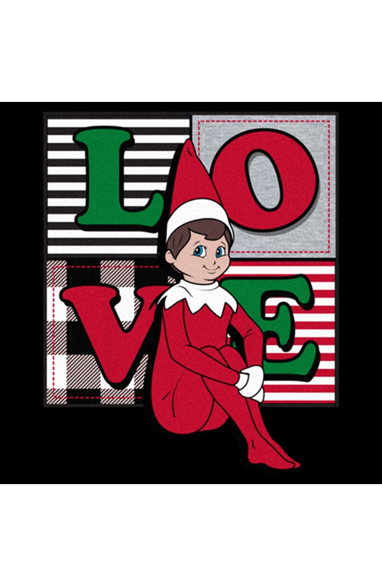 THE ELF ON THE SHELF Girl's The Elf on the Shelf Plaid Squares Love Graphic T-Shirt, Alternate, color, Black