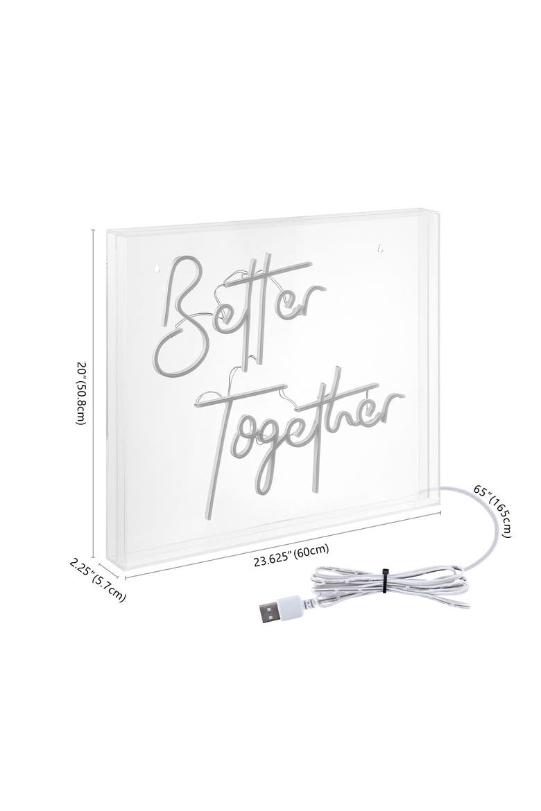 Better Together 23.63" X 20" Contemporary Glam Acrylic Box USB Operated LED Neon Light, White, Alternate, color, White