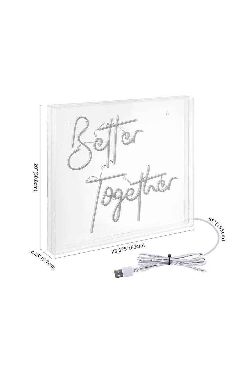 JONATHAN Y Better Together 23.63" X 20" Contemporary Glam Acrylic Box USB Operated LED Neon Light, White, Alternate, color, White