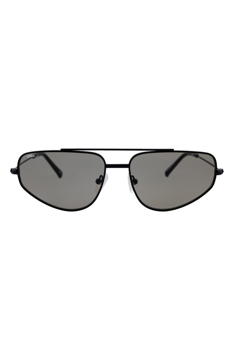 OTRA EYEWEAR Christine 137mm Aviator Sunglasses, Main, color, Black/ Smoke