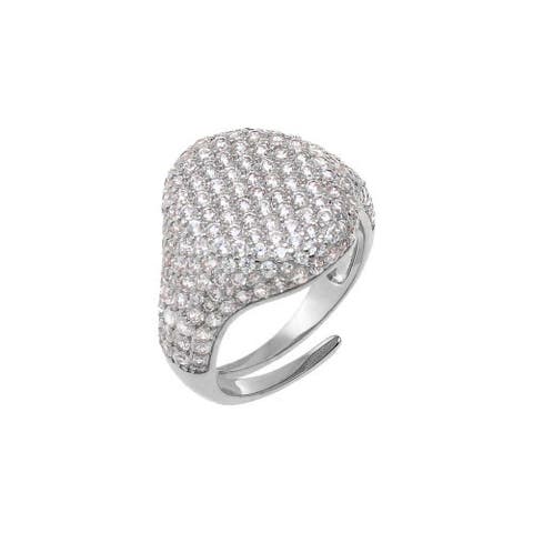 Pave Statement Pinky Signet Adjustable Ring