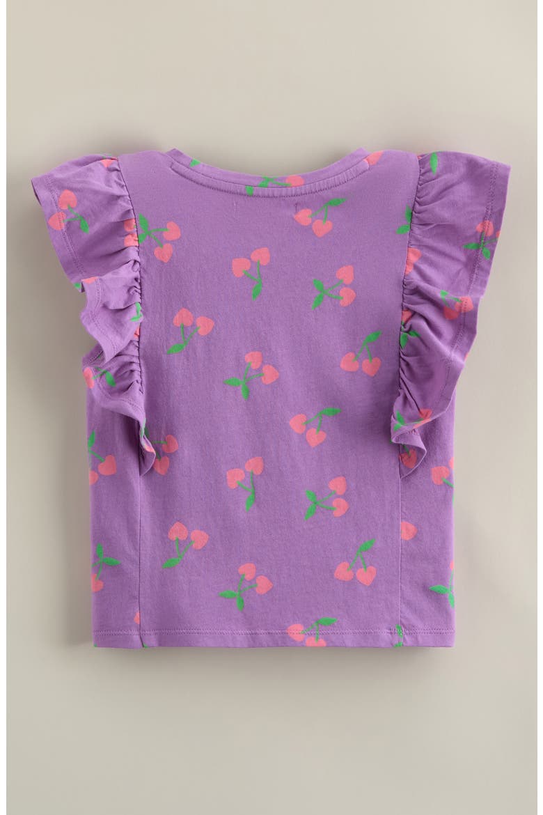 Kids' Ruffle Cotton T-Shirt, Alternate, color, PURPLE FOXGLOVE CHERRY HEARTS