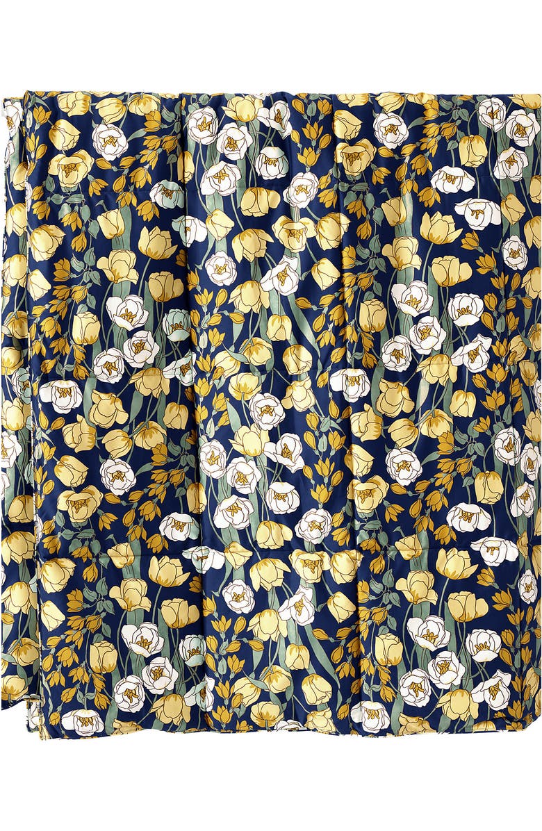 Lands' End 400 Thread Count Premium Supima Cotton No Iron Sateen Comforter, Alternate, color, Deep Sea Navy Poetic Floral